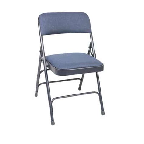 metal folding chair with fabric upholstered seat & back blue|heavy duty steel folding chairs.